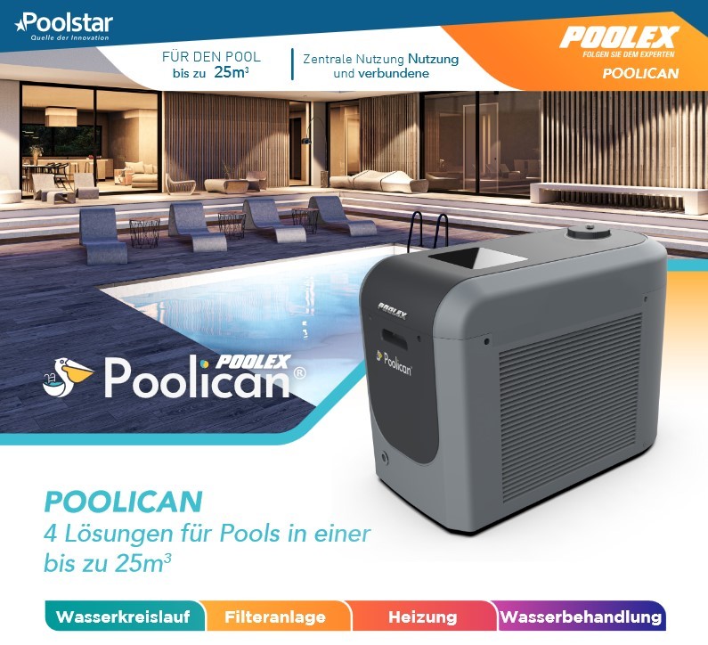 POOLEX Poolican 4 en 1 filtro de circulación electrólisis de sal bomba de calor calefacción de piscina