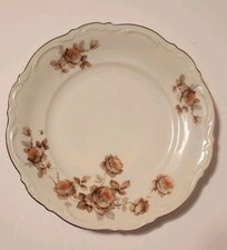 Vintage Mitterteich Norway Rose Plate Porcelain Gold Trimmed 7.75" Diameter
