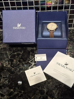 Swarovski Aila Day Brown Yellow GoldTone Ladies Watch 5095940 MINT 9.8/10 In Box