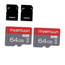 64GB Micro SD Card 2-Pack, C10 High Speed, with Adapter for 2 x 64GB