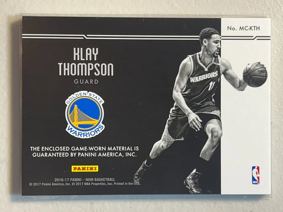 Klay Thompson 2016-17 Panini Noir /10 Patch Game Worn Jersey Materials MC-KTH - Image 2 of 2
