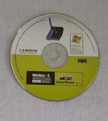 Linksys Wireless G PCI Adapter Wizard Setup Disk Model WMP54G 2.4 GHz 802.11g