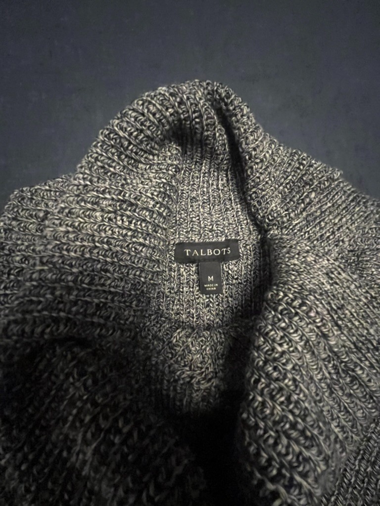 Talbots Split Turtleneck Sweater - Textured Grey/… - image 3