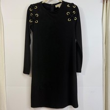 Michael Kors Black Grommet Lace Up Shift Dress Small Romantic Flirty NWT