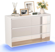 Cassettiera Con 6 Cassetti a Specchio, Comò Con Grande Spazio E Illuminazione LE