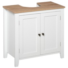 kleankin Bathroom Pedestal Under Sink Cabinet Floor w/ Storage Shelf Double Door