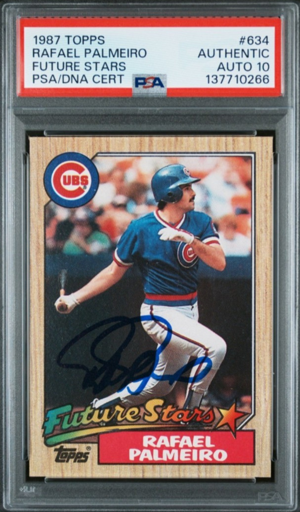 1987 Topps #634 Rafael Palmeiro Signed Rookie Card Autograph RC PSA 10 Auto Cubs