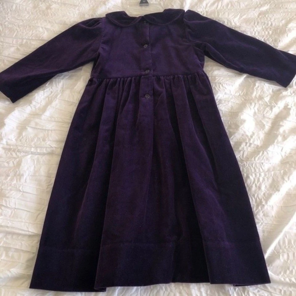 Vestido Formal Terciopelo Púrpura Talla 4 Flor Niña Fiesta Iglesia Ocasión Especial Foto 4 de 4