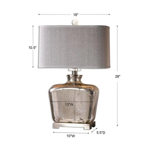 Uttermost Molinara Contemporary Glass and Metal Table Lamp in Nickel/Beige - Picture 3 of 3