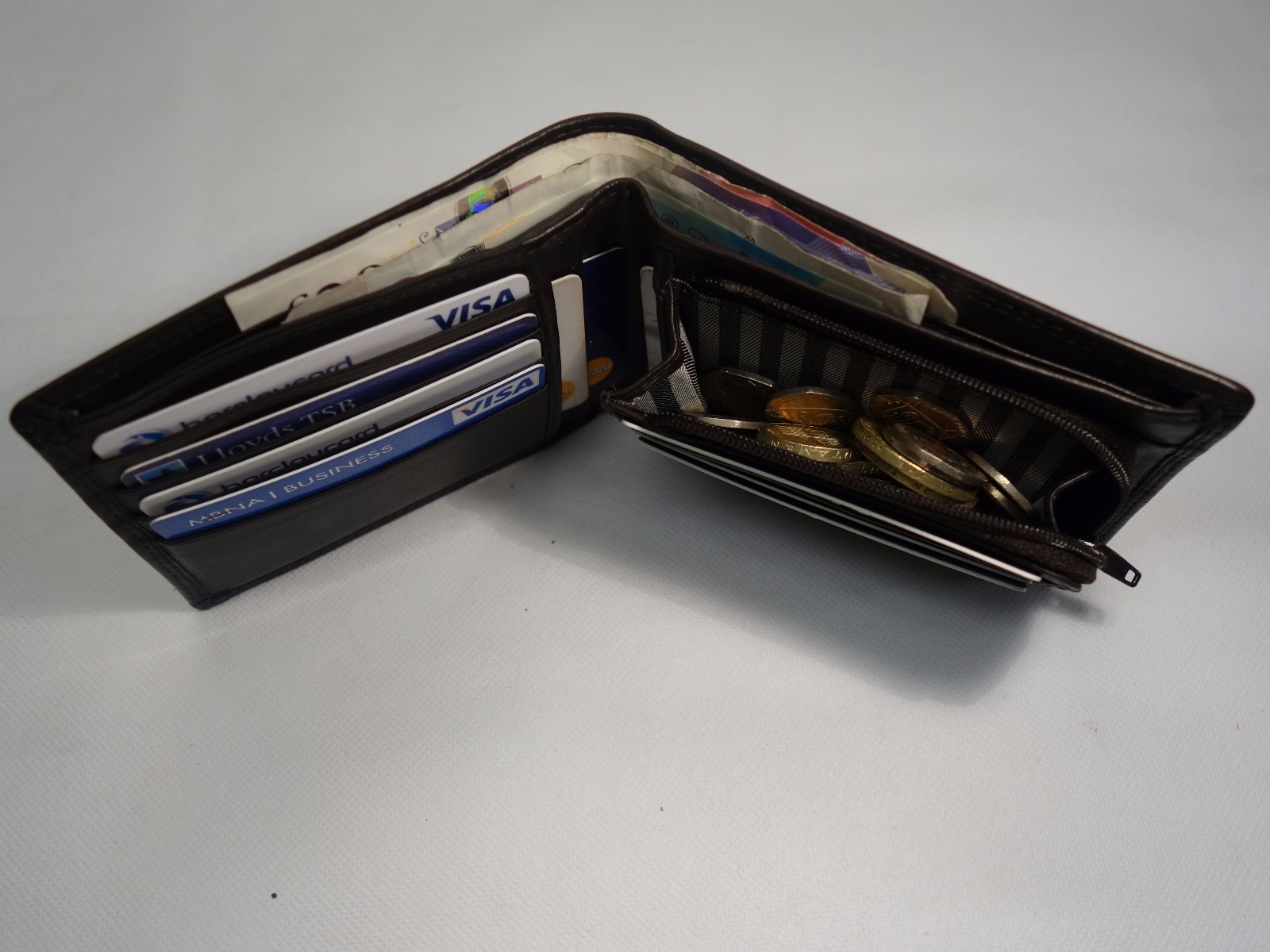 High Quality Luxury Mens Soft Leather Wallet With Zipped Coin Pocket