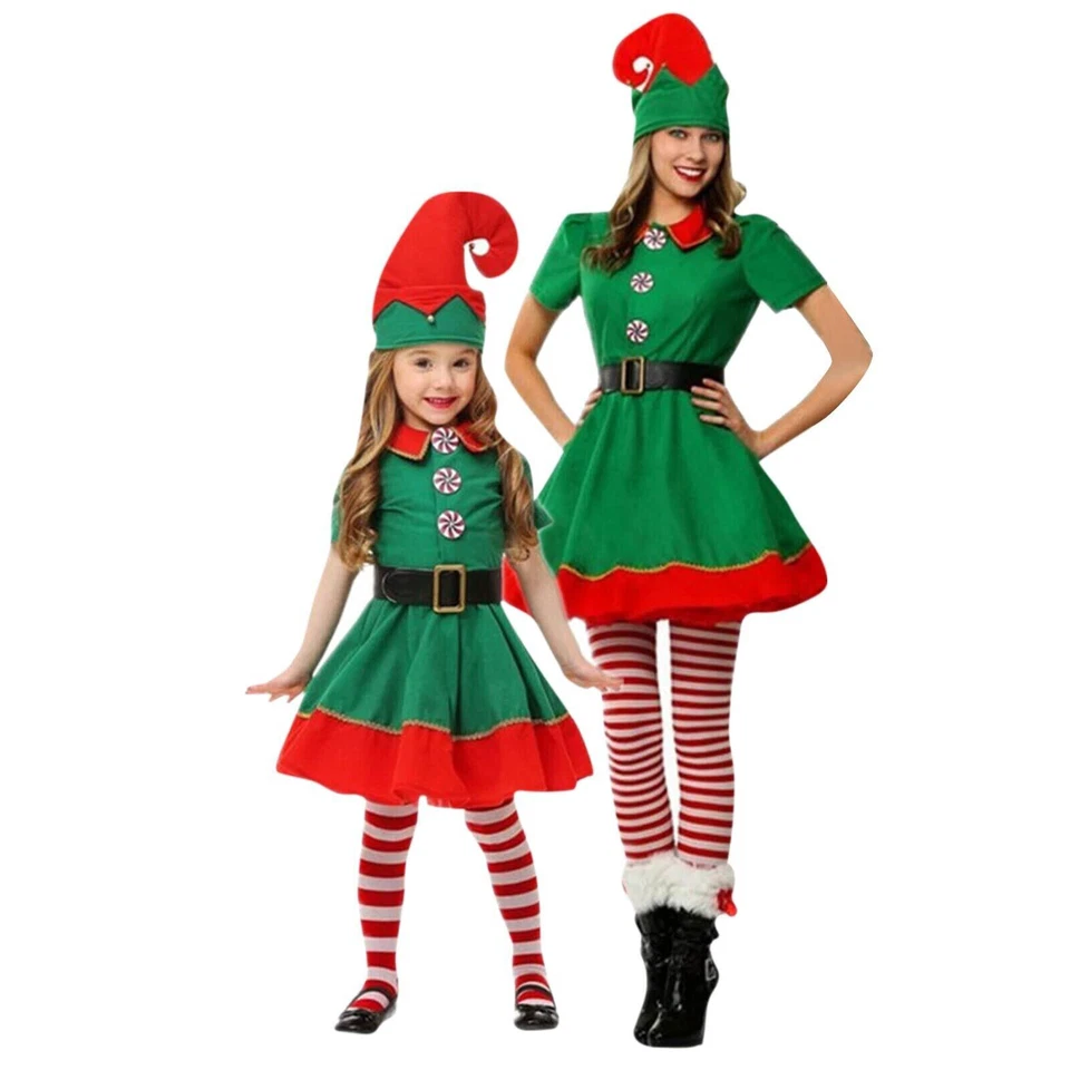Adult Christmas Costume Set Santa's Elf Costume Xmas Holiday Party Outfit Women - image 3 of 4