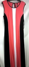 Lot of 7: ANDREW MARC NEW YORK WOMENS COLORBLOCKED MAXI DRESS CORAL/BLACK SMALL