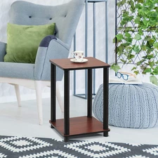 Modern End Table Light Cherry Side Table Living Room Accent Table 2 Tier Stand