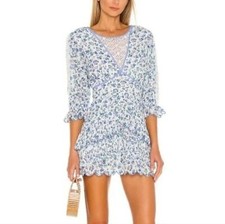 NWT LOVESHACKFANCY Marquise Crochet Floral Cotton Mini Dress Size 4