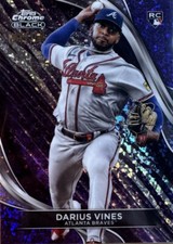 2024 Topps Chrome Black #24 Purple Mini Diamonds #/150 Darius Vines RC Braves