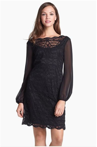 Chiffon sleeve black shift dress 2025 Chiffon sleeve black shift dress 2025