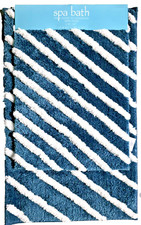 2 PC SPA TEAL BLUE,WHITE STRIPE MICRO POLYESTR PLUSH,SOFT BATH FLOOR RUG MAT SET