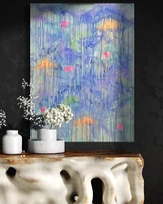 Original Signed Modern Abstract Painting “Giverny” 30”Wx40”Hx1.5”D