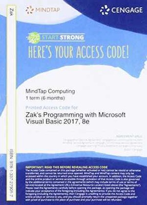MindTap Programming, 1 term (6 - Printed Access Code, by Diane Zak - New a