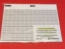 Writing Paper for Kids - High Contrast Paper w/ Gray Blocks - 11X 8.5 in,