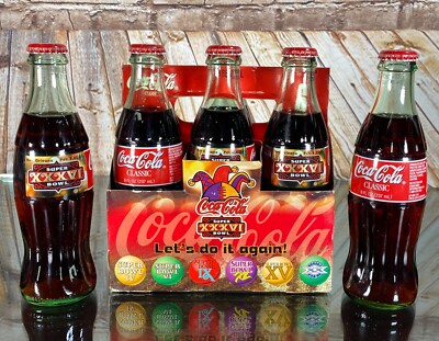 2002 Super Bowl XXXVI 6-Pack Coke Bottles Coca-Cola Classic NFL 36
