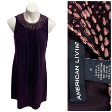 American Living Dress Womens 8 Purple Beaded Work Office Party Knit Sleeveless