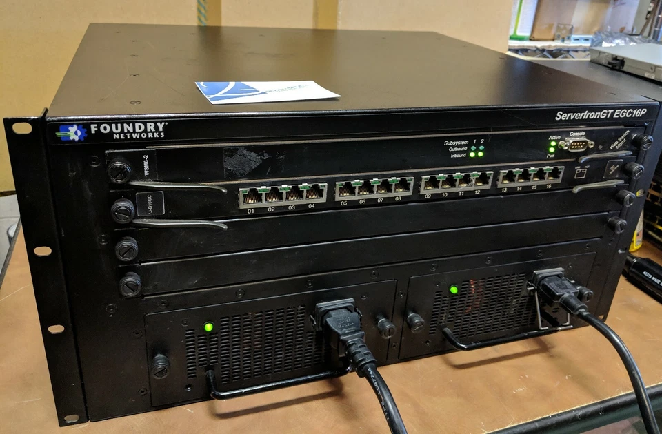 FOUNDRY NETWORKS SI-GT-EGC16P  B4000 w/ WSM6-2 + J-B16GC + Dual RPS3 AC  - Image 2 of 4