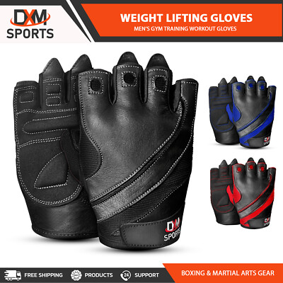 #ad DXM SPORTS Men Workout Gloves Fitness Training Leather Gym Weight Lifting Gloves $9.99