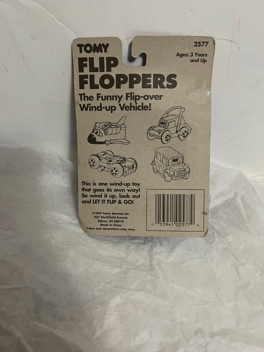 VTG Tomy Flip Floppers Blue Bus Wind Up Toy Vehicle Collectible