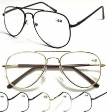 Classic Pilot Style Double Bridge Reading Glasses Metal Shape Designed L294