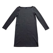 Gap Grey Dress Small Long Sleeve Wide Boat Neck Neutral Coastal Ballet Casual