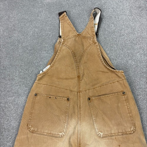 Carhartt Dungarees Kids 28x22 Tan Overalls Double Knee Quilted Duck Bib Youth - Picture 10 of 11