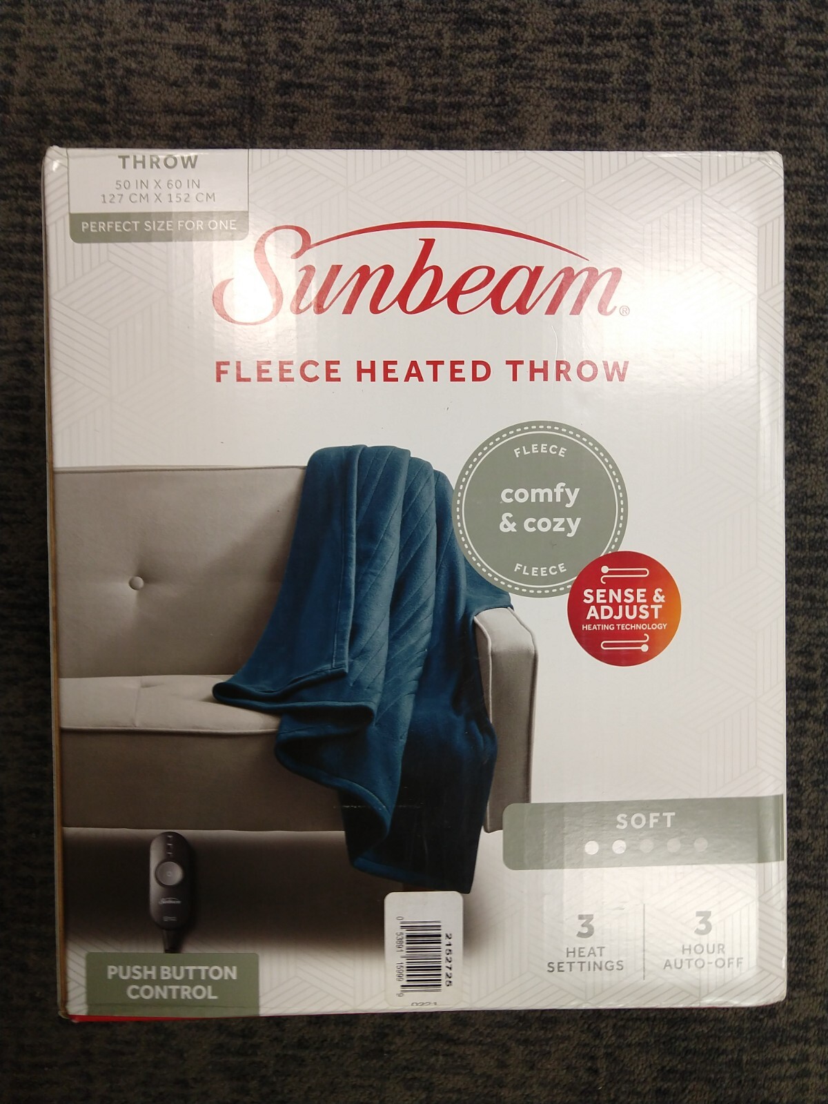 Sunbeam 50x60 Bufflo Blue Plaid Microplush Electric Heated Throw Blanket 3B eBay