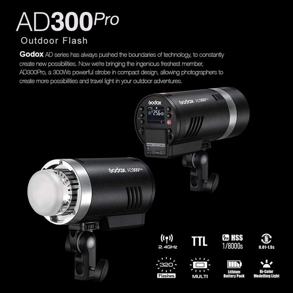 US Godox AD300Pro 300Ws 2.4G TTL HSS Outdoor Flash Light Speedlite Monolight - Image 2 of 4