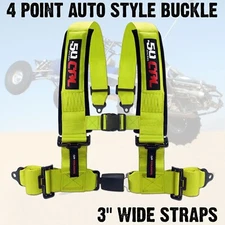 Off-Road Harness 3" 4-Point Seat Belt Push Button Sewn in Pads EZ Adjust Yellow