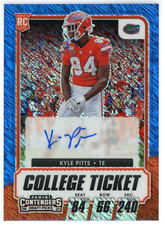 Kyle Pitts Autographed 2021 Panini Contenders Draft Picks College Ticket Prizm R