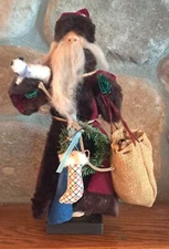 Vintage Handmade Folk Art Primitive 13" Santa Figurine Christmas Holiday Decor