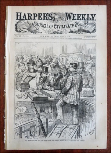 Philadelphia Centennial Expo Karte Nast Art Harper's Reconstruction 1876 Ausgabe