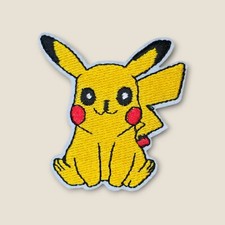 POKEMON GO TV SERIES VIDEO GAME CUTE DARK YELLOW SITTING PIKACHU IRON ON PATCH