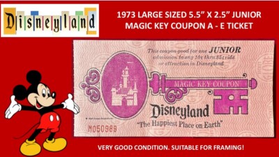 1973 Disneyland JUNIOR MAGIC KEY  A - E TICKET DISNEY Vintage RARE with COA C9