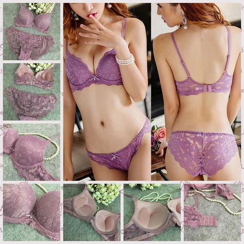 Charming Women Girl Push Up Bra Set Embroidery Bra Lace Panties Briefs Underwear - Picture 4 of 44