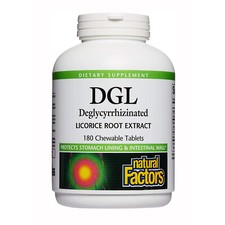 Natural Factors DGL Deglycyrrhizinated Licorice Root Extract,180 Chewable Tabs