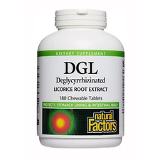 Natural Factors DGL Deglycyrrhizinated Licorice Root Extract,180 Chewable Tabs