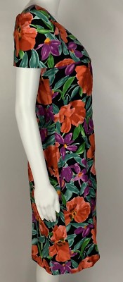Vintage 80's Ann Tjian For Kenar Floral Cotton Dress Fold Over