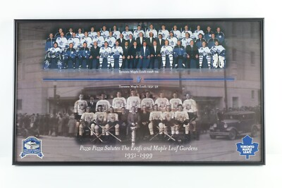 Vtg 90s Maple Leaf Gardens Toronto Maple Leafs Hockey Team Framed Poster 1931-99
