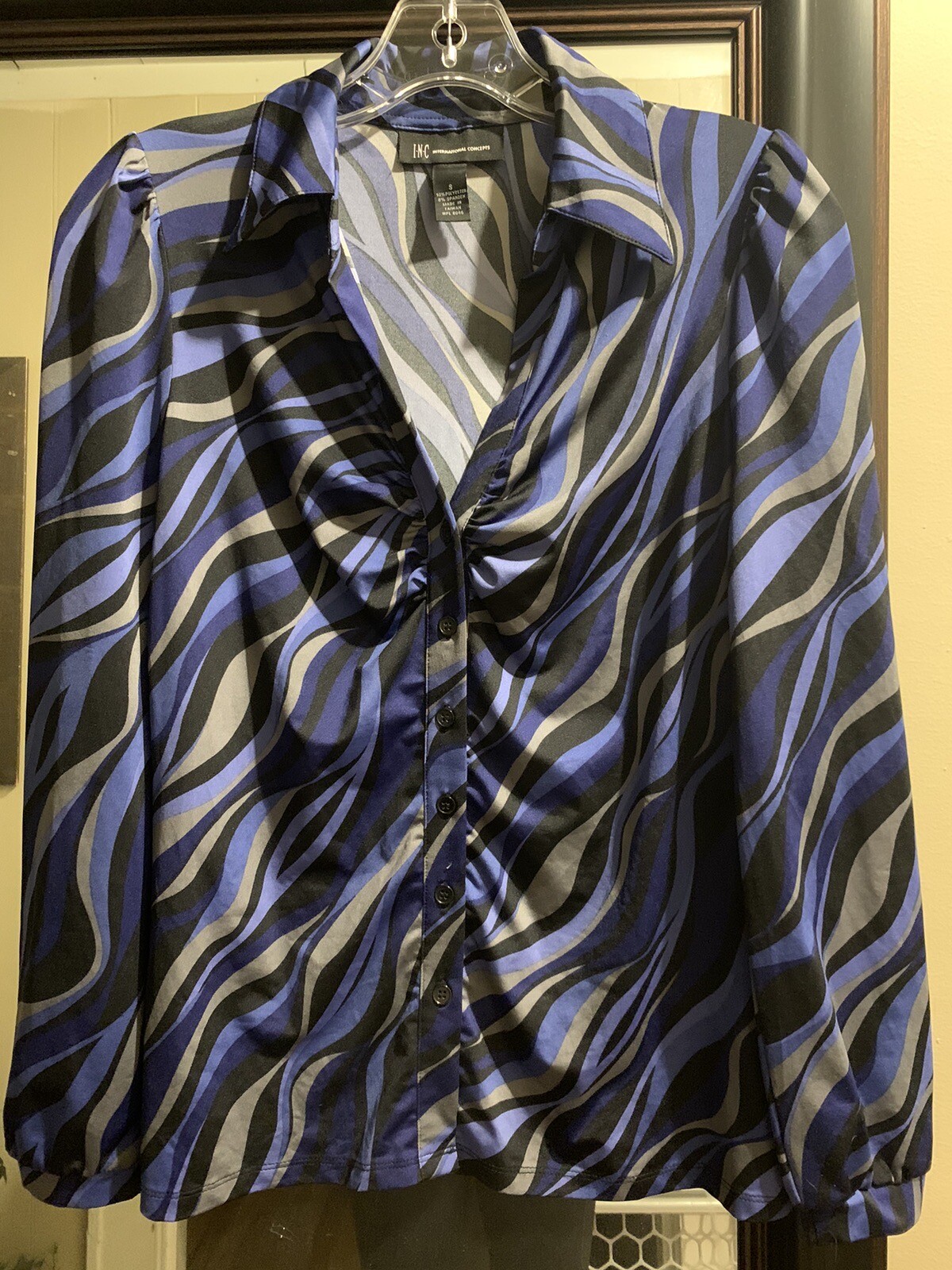 *I.N.C. NAVY BLUE/BLUE/GRAY PRINT BUTTON DOWN COLLARD SHIRT! SZ S #140 ...