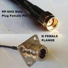 USA-CA RG405 Blue RP-SMA MALE to N FLANGE FEMALE Coaxial RF Pigtail Cable