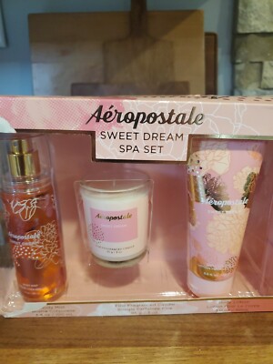 New Aeropostale Sweet Dream Spa Set Body Mist & Lotion Fragranced Candle Read 