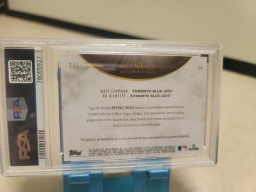 2022 Topps DYNAMIC DUALS BO BICHETTE MATT CHAPMAN DUAL AUTO Orange /5 PSA 8 - Picture 4 of 6