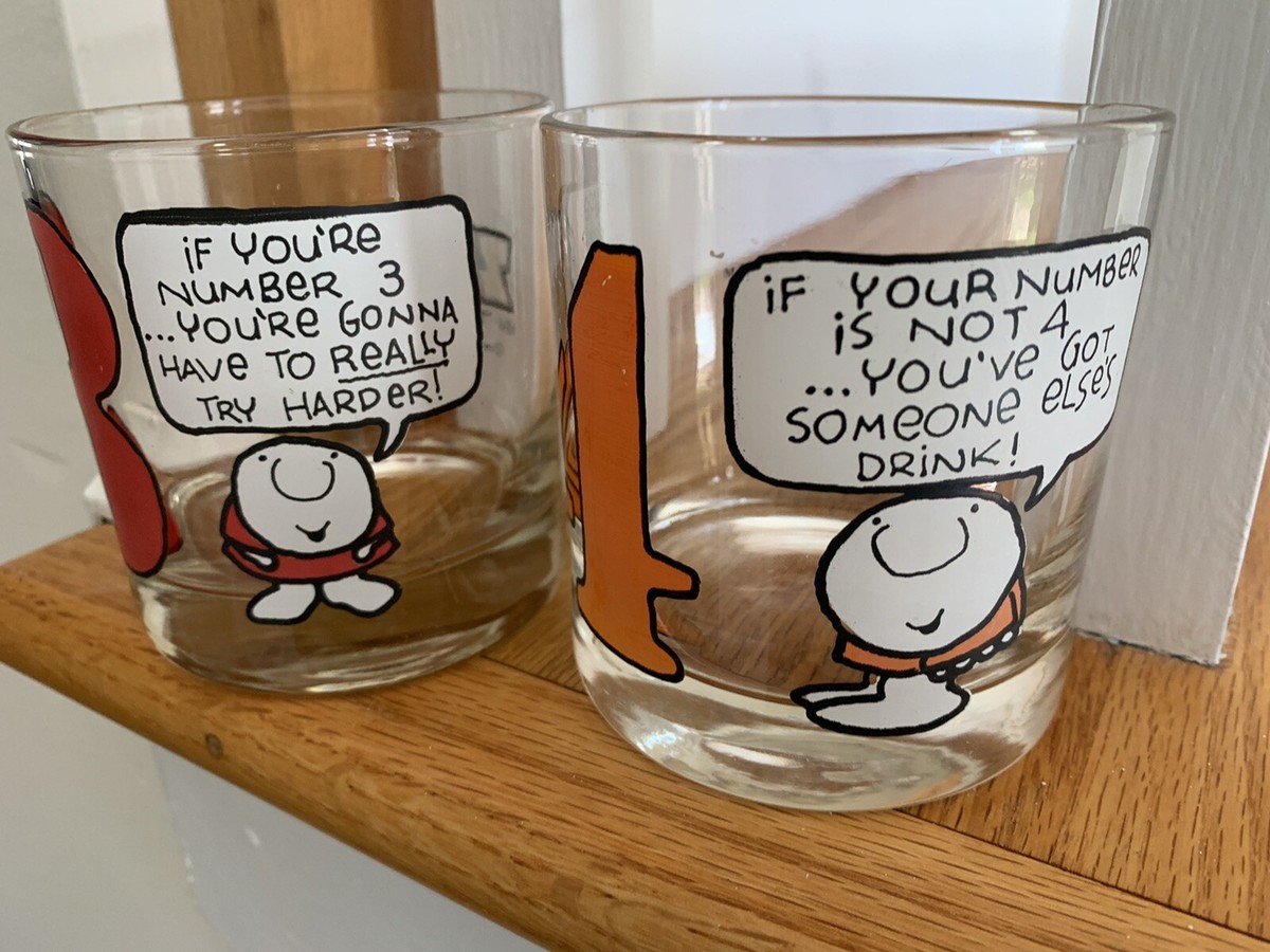 Ziggy Lowball Whiskey Glasses 1977 Tom Wilson Short People Arise 